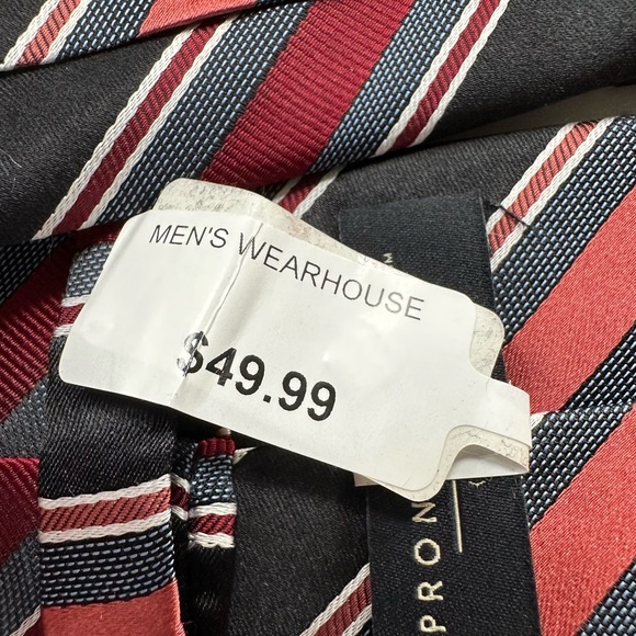 Pronto Uomo 100% Silk Tie Striped Red & Black New - Picture 5 of 7